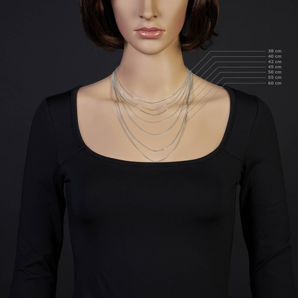 1.5mm Ankerkette aus 585 Weißgold 55cm