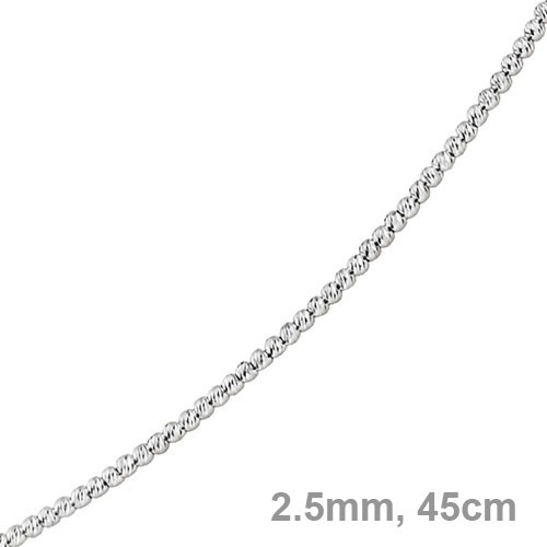 2,5mm Kügelchenkette 585 Weißgold 45cm