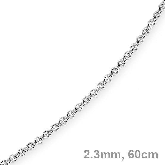 2,3mm Rundankerkette 585 Weißgold 60cm