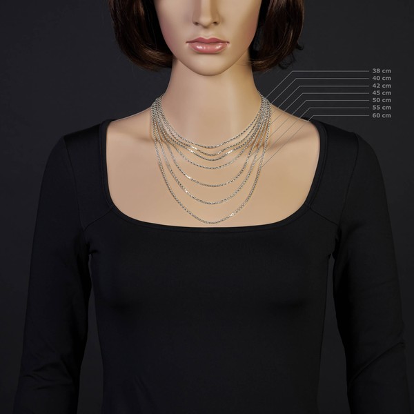 1.8mm Ankerkette aus 585 Weißgold 50cm