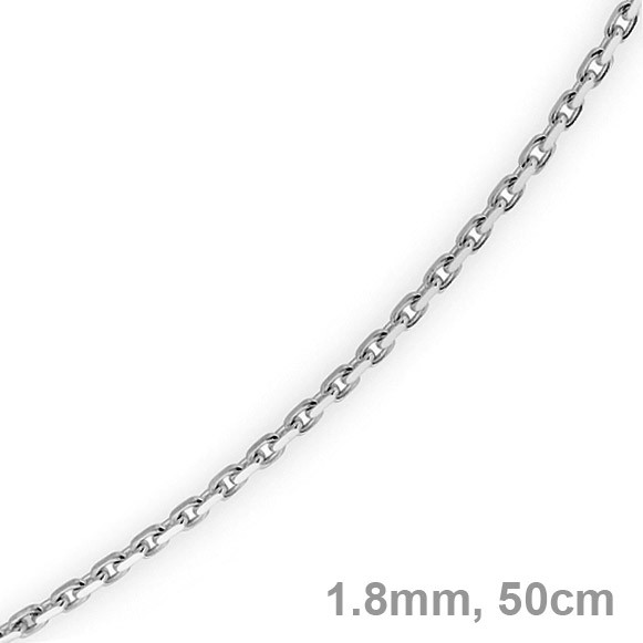 1,8mm Ankerkette aus 585 Weißgold 50cm