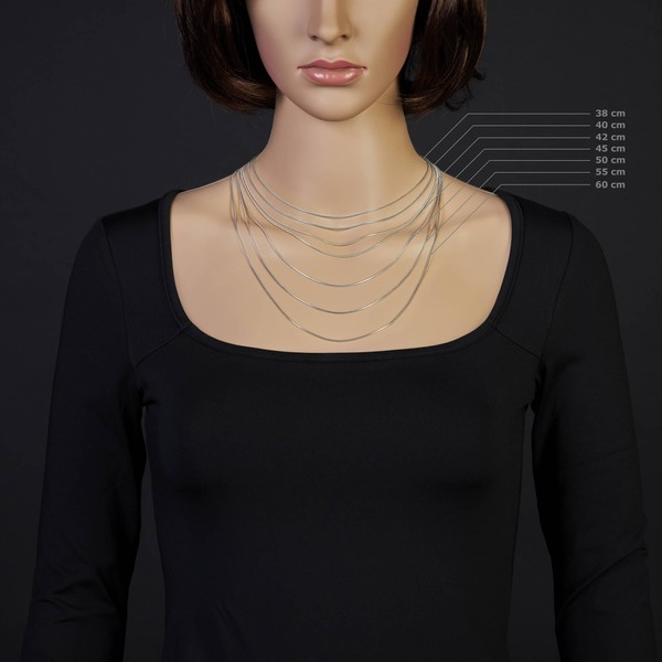 1mm Schlangenkette 585 Weißgold 50cm