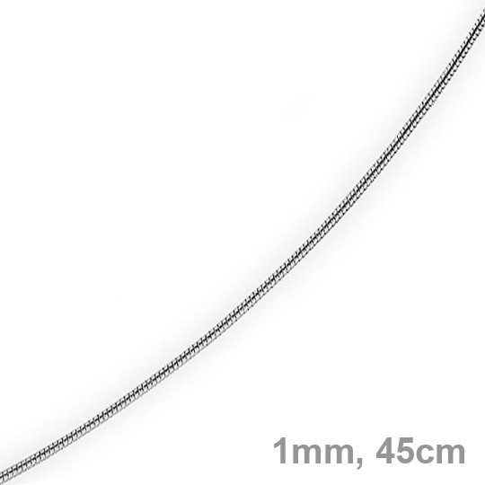 1mm Schlangenkette 585 Weißgold 45cm