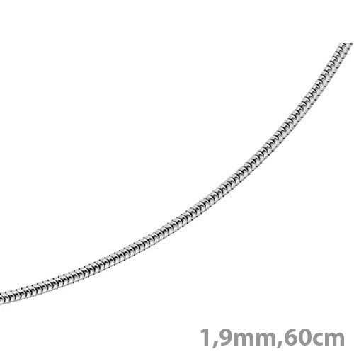 1,9mm Schlangenkette 585 Weißgold 60cm