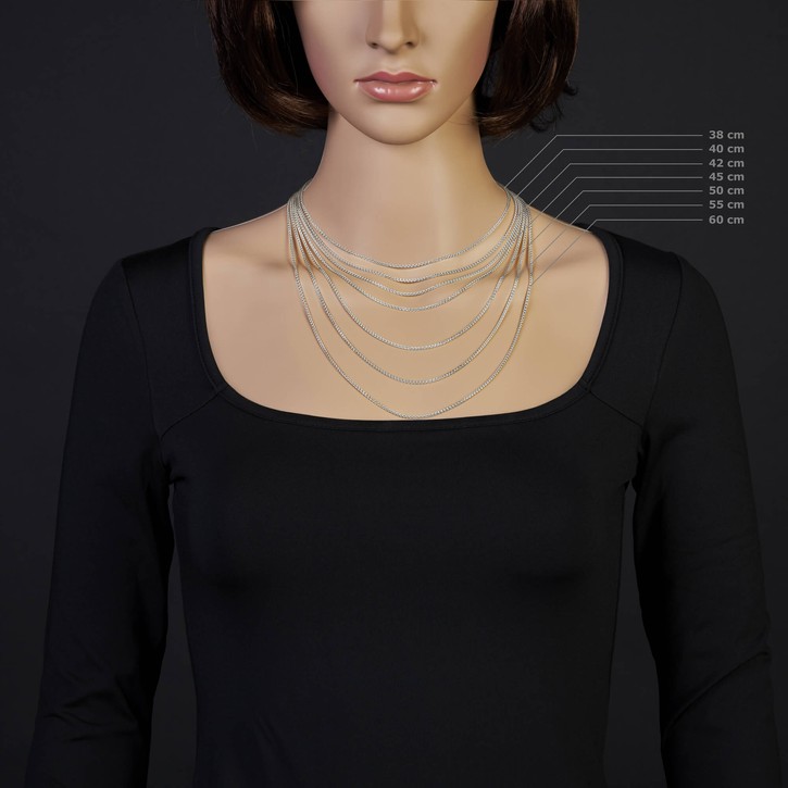 1.5mm Zopfkette 585 Weißgold 60cm