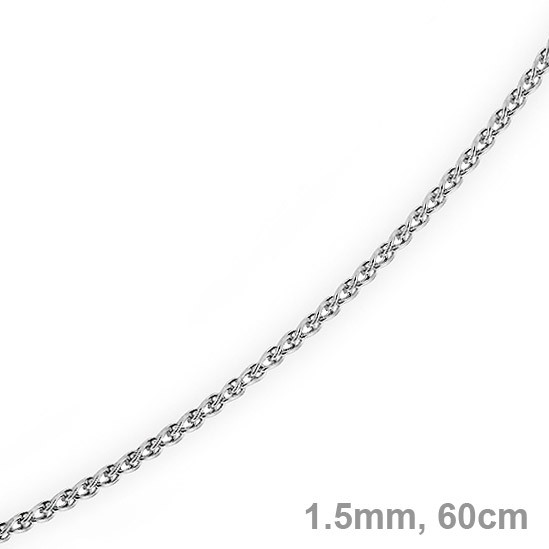 1,5mm Zopfkette 585 Weißgold 60cm