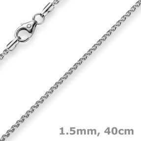 1,5mm Zopfkette Kette Collier aus 585 Gold Weißgold Goldkette 40cm