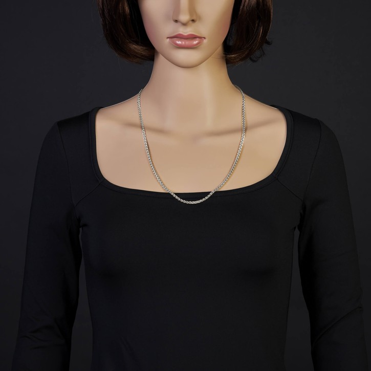 3mm Zopfkette 585 Weißgold 60cm