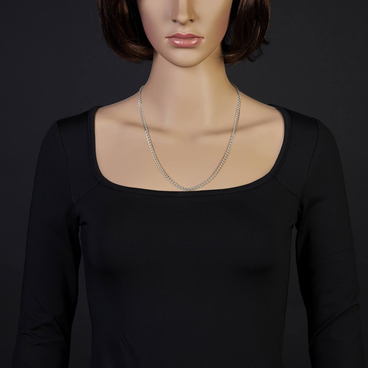 3mm Zopfkette 585 Weißgold 55cm