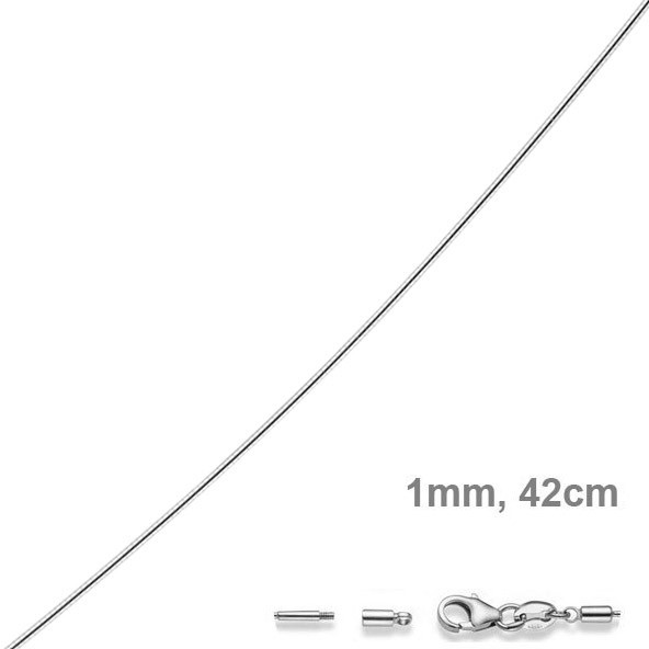 1mm Halsreif aus 585 Weißgold 42cm