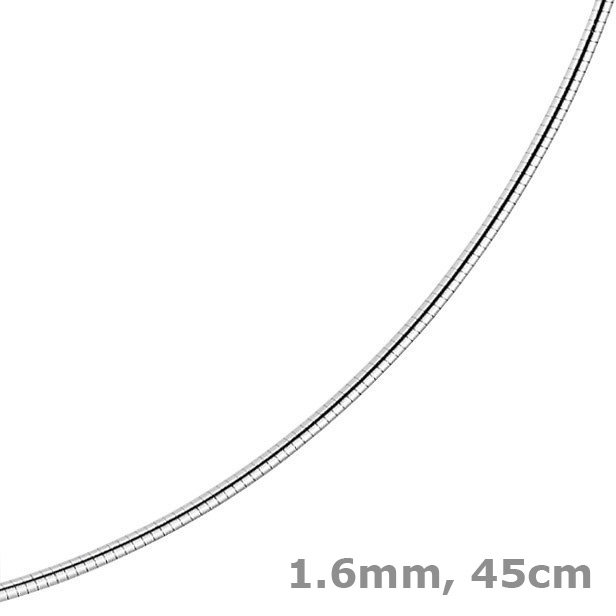 1,6mm Halsreif 585 Weißgold 45cm