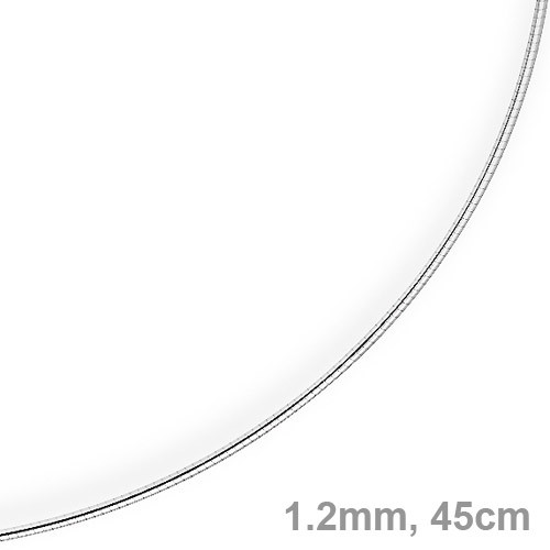 1,2mm Halsreif 585 Weißgold 45cm