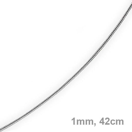 1mm Schlangenkette 750 Weißgold 42cm