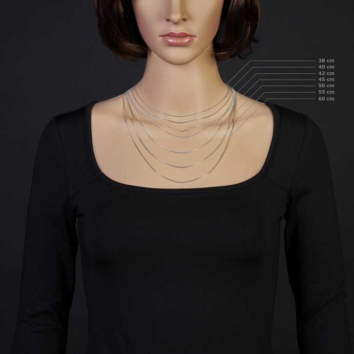 1mm Schlangenkette 750 Weißgold 40cm