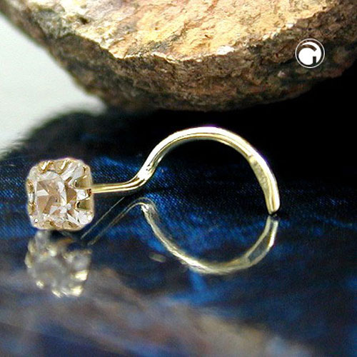 Piercing Zirkonia Quadrat 585 Gelbgold