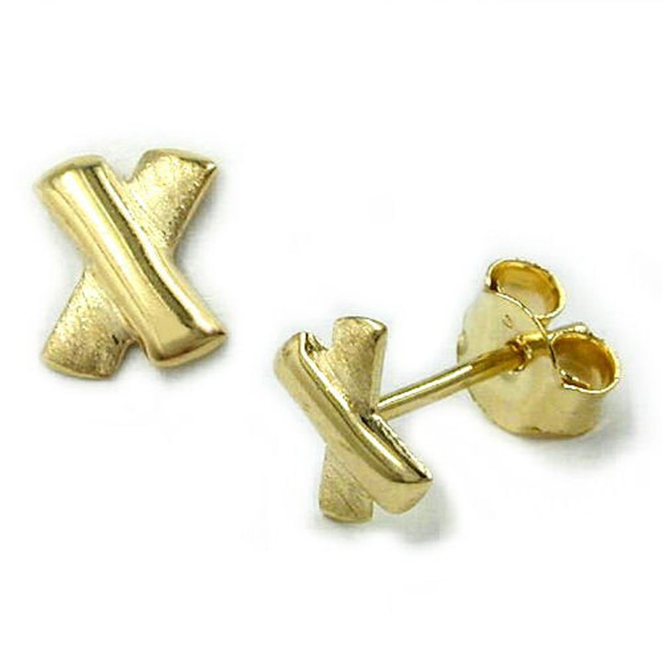 Ohrstecker X Zeichen Kreuzchen 333 Gelbgold