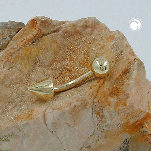 Piercing mit Kugel und Kegel 585 Gelbgold