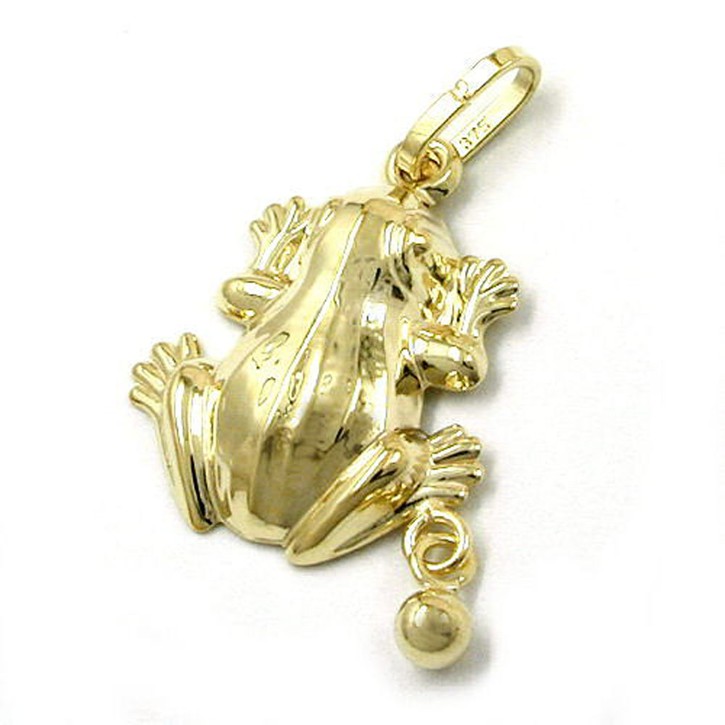 Anhänger für Kinder Frosch Kugel 375 Gelbgold