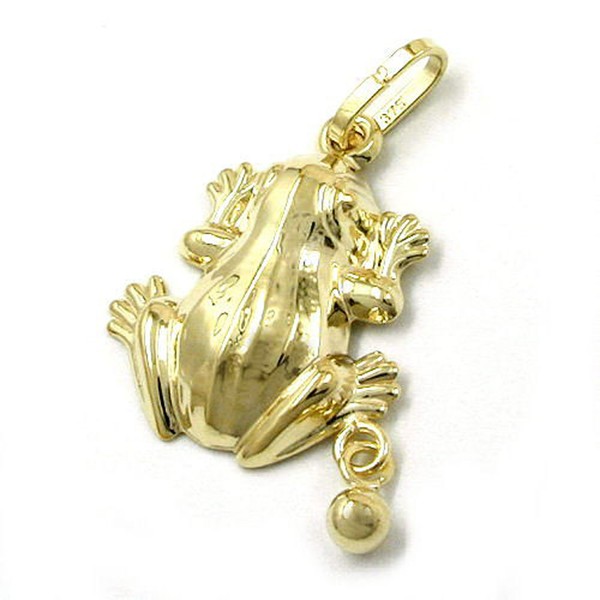 Anhänger für Kinder Frosch Kugel 375 Gelbgold