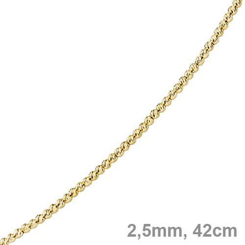 2,5mm Kugelkette 585 Gelbgold 42cm