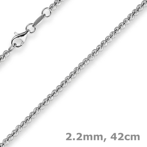 2,2mm Kette Collier Kügelchenkette Kugelkette 585 Gold Weißgold 42cm Damen