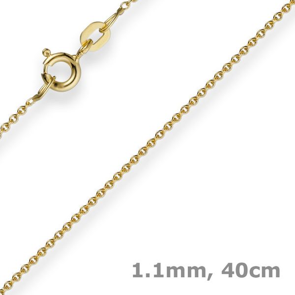 1,1mm Rund-Ankerkette 585 Gelbgold 40cm