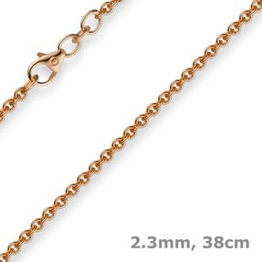 2,3mm Rund-Ankerkette Kette Collier 585 Gold Rotgold Goldkette 38cm Damen