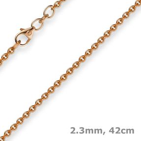 2,3mm Rund-Ankerkette Kette Collier 585 Gold Rotgold Goldkette 42cm Damen