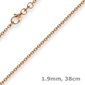 1,9mm Rund-Ankerkette Echt Gold 585 Rotgold Kette Collier Halskette 38cm Damen