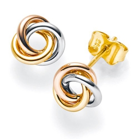 Paar Ohrstecker 8mm Knoten 585 Gold gelb/weiß/rot Ohrschmuck tricolor Damen