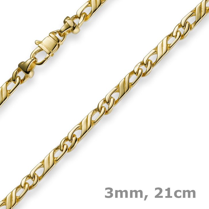 3mm Jeu-Armband 585 Gelbgold 21cm