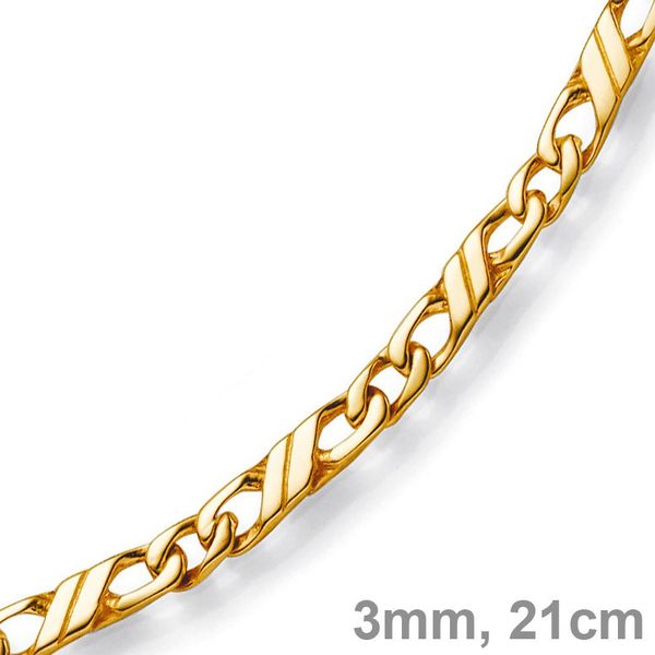 3mm Jeu-Armband 585 Gelbgold 21cm