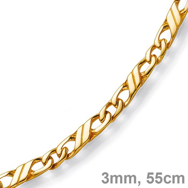 3mm Jeu-Kette 585 Gelbgold 55cm