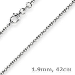 1,9mm Rund-Ankerkette 750 Gold Weißgold Kette Collier Halskette, 42cm