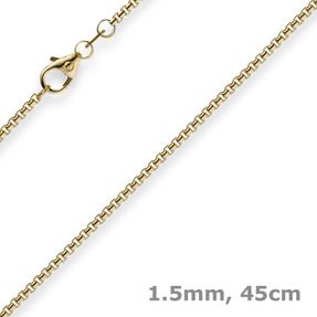 1,5mm Venezianerkette 585 Gold Gelbgold Kette Collier Halskette rund 45cm