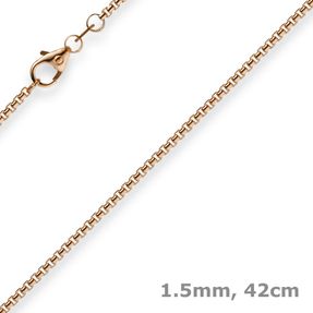 1,5mm Venezianerkette 585 Gold Rotgold Kette Collier Halskette rund 42cm