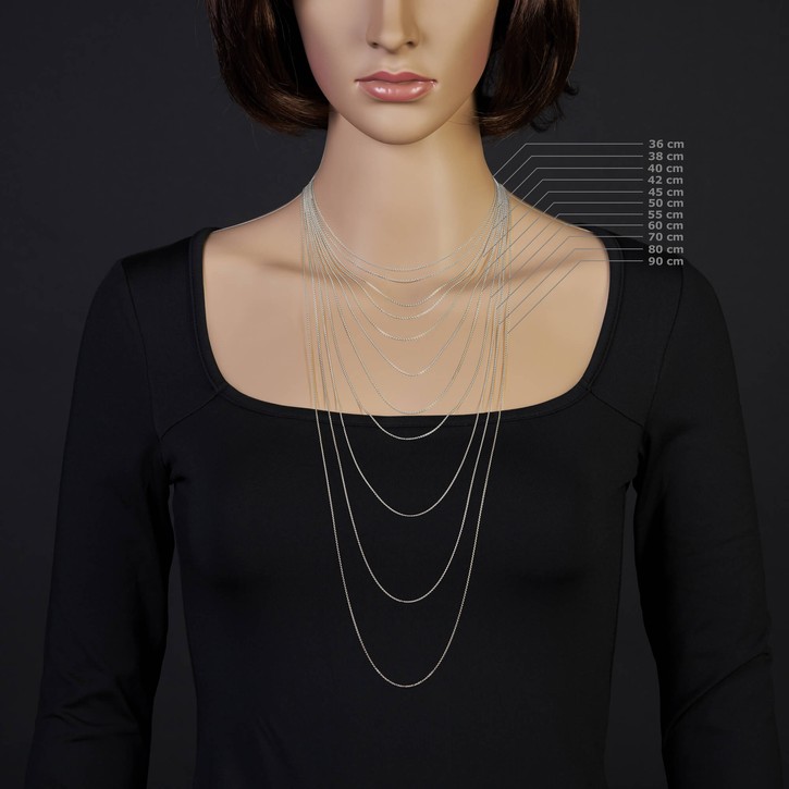 1.1mm Rund-Ankerkette 585 Weißgold 40cm