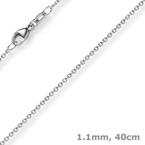 1,1mm Rund-Ankerkette aus 750 Gold Weißgold Kette Collier Halskette, 40cm