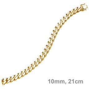 10mm breites Armband Armkette Panzerarmband 585 Gold Gelbgold 21cm