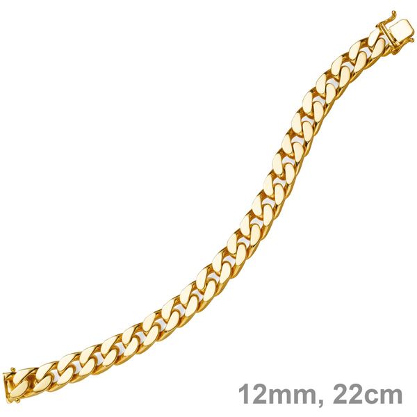 12mm Panzerarmband aus 585 Gelbgold 22cm