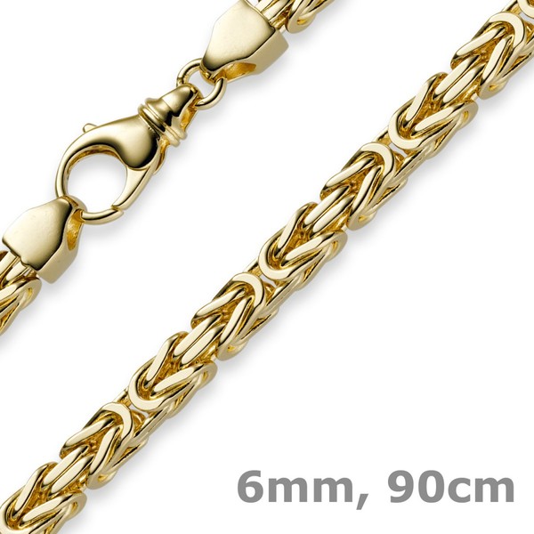 6mm Königskette aus 585 Gelbgold 90cm