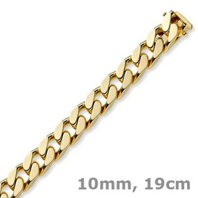 10mm Armband Panzerkette aus 585 Gold Gelbgold massiv 4-seitig diamantiert 19cm