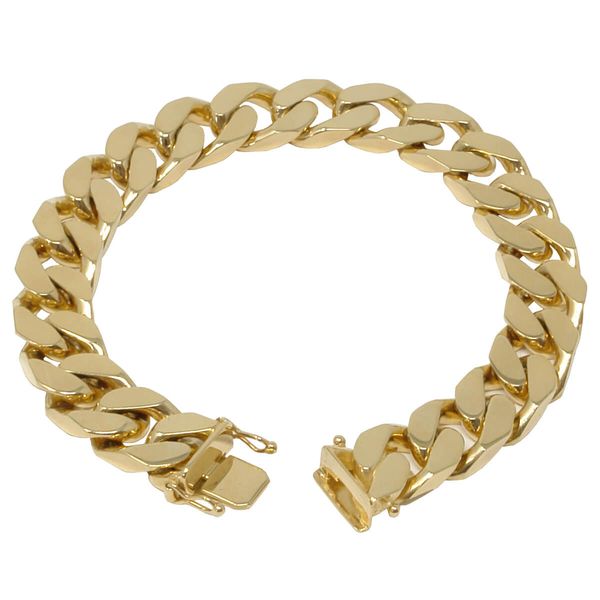 12mm Armband Panzerkette aus 585 Gelbgold 21cm