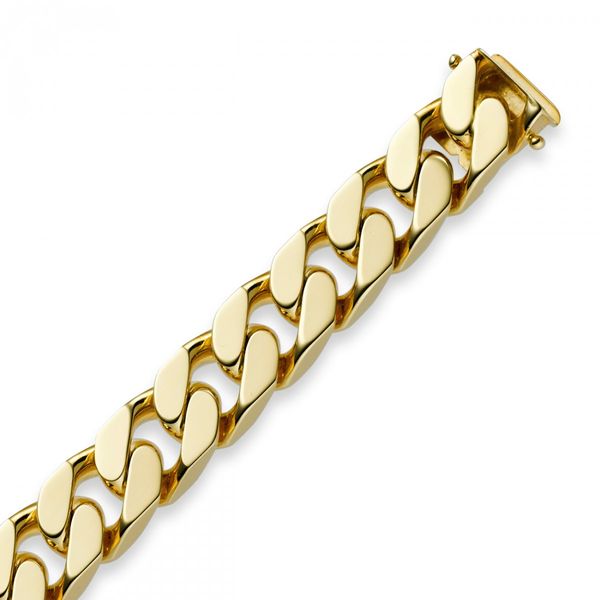 12mm Armband Panzerkette aus 585 Gelbgold 21cm
