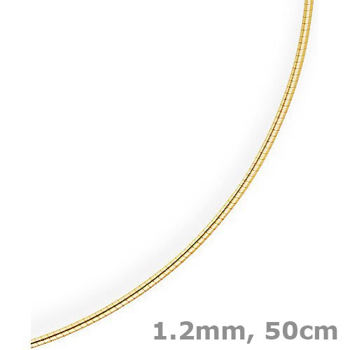 1,2mm Halsreif aus 585 Gelbgold rund 50cm