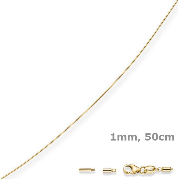 1mm Halsreif aus 585 Gelbgold 50cm