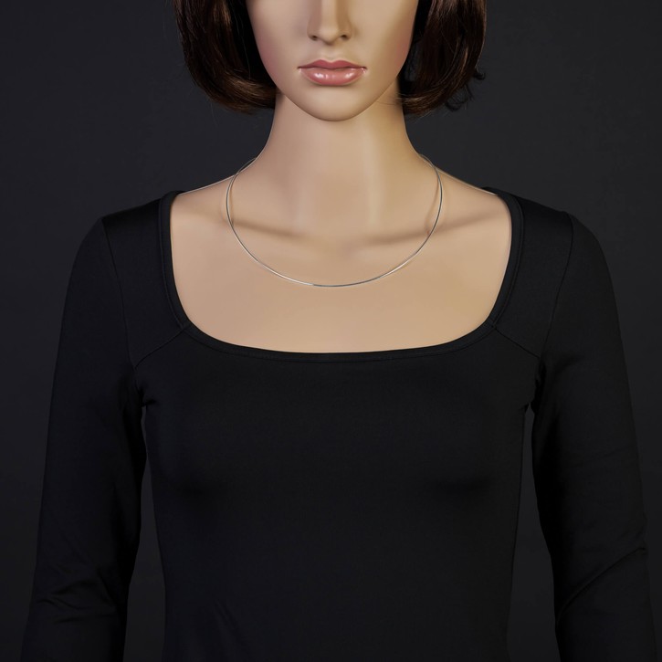 1mm Halsreif aus 585 Weißgold 50cm