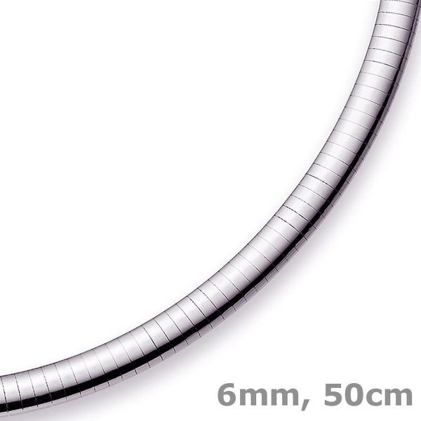 6mm Omegareif aus 585 Weißgold flach 50cm