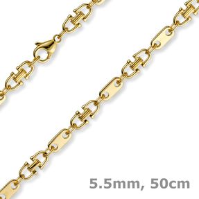 5,5mm Platte-Steigbügel Kette Collier Halskette, 585 Gold Gelbgold, 50cm