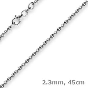 2,3mm Kette Collier Rundankerkette aus 750 Gold Weißgold massiv, 45cm